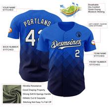 Laden Sie das Bild in den Galerie-Viewer, Custom Thunder Blue White-Navy 3D Gradient Square Shape Authentic Baseball Jersey