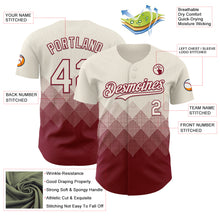 Load image into Gallery viewer, Custom Cream Crimson 3D Gradient Square Shape Authentic Baseball Jersey