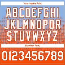 Load image into Gallery viewer, Custom Light Blue White-Orange 3D Gradient Square Shape Authentic Baseball Jersey