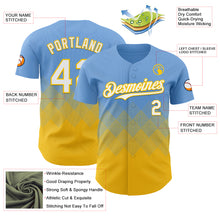 Load image into Gallery viewer, Custom Light Blue White-Yellow 3D Gradient Square Shape Authentic Baseball Jersey