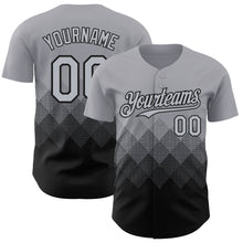 Load image into Gallery viewer, Custom Gray Black 3D Gradient Square Shape Authentic Baseball Jersey
