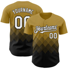Load image into Gallery viewer, Custom Old Gold White-Black 3D Gradient Square Shape Authentic Baseball Jersey