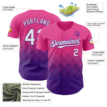Load image into Gallery viewer, Custom Pink White-Purple 3D Gradient Square Shape Authentic Baseball Jersey