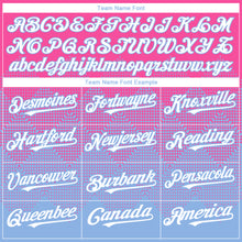 Load image into Gallery viewer, Custom Pink White-Light Blue 3D Gradient Square Shape Authentic Baseball Jersey