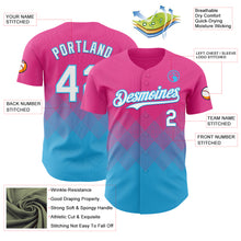 Load image into Gallery viewer, Custom Pink White-Sky Blue 3D Gradient Square Shape Authentic Baseball Jersey