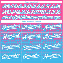 Load image into Gallery viewer, Custom Pink White-Sky Blue 3D Gradient Square Shape Authentic Baseball Jersey