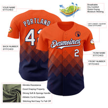 Load image into Gallery viewer, Custom Orange White-Navy 3D Gradient Square Shape Authentic Baseball Jersey