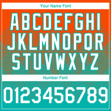 Load image into Gallery viewer, Custom Orange White-Aqua 3D Gradient Square Shape Authentic Baseball Jersey
