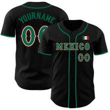 Загрузить изображение в средство просмотра галереи, Custom Black Kelly Green White-Red 3D Mexico Mexican Flag Authentic Baseball Jersey