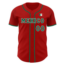Load image into Gallery viewer, Custom Red Kelly Green-White 3D Mexico Mexican Flag Authentic Baseball Jersey