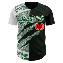Загрузить изображение в средство просмотра галереи, Custom Black Red Green-White 3D Mexico Scratch Authentic Baseball Jersey