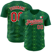 Загрузить изображение в средство просмотра галереи, Custom Kelly Green Red-White 3D Mexico Mexican Flag Authentic Baseball Jersey