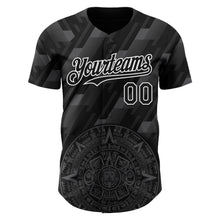 Charger l'image dans la galerie, Custom Black Steel Gray-White 3D Mexico Authentic Baseball Jersey