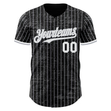Загрузить изображение в средство просмотра галереи, Custom Black Gray Pinstripe White 3D Pattern Design Fragment Art Authentic Baseball Jersey