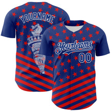 Laden Sie das Bild in den Galerie-Viewer, Custom Royal Red-White 3D Patriotic American Flag Authentic Baseball Jersey