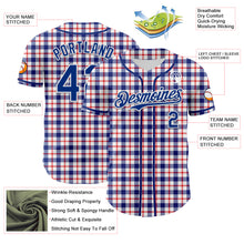 Load image into Gallery viewer, Custom White Royal-Red 3D Pattern Design Patriotic American Symbol Plaid Authentic Baseball Jersey