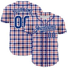 Load image into Gallery viewer, Custom White Royal-Red 3D Pattern Design Patriotic American Symbol Plaid Authentic Baseball Jersey