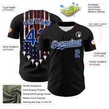 Load image into Gallery viewer, Custom Black Royal Red-White 3D Patriotic American Flag Authentic Baseball Jersey