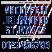 Load image into Gallery viewer, Custom Black Royal Red-White 3D Patriotic American Flag Authentic Baseball Jersey