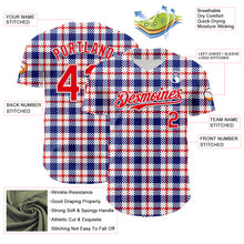 Load image into Gallery viewer, Custom White Fire Red-Royal 3D Pattern Design Patriotic American Symbol Plaid Authentic Baseball Jersey