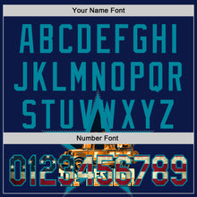 Load image into Gallery viewer, Custom Navy Vintage USA Flag-Teal 3D Patriotic American Symbol Fire Truck Authentic Baseball Jersey
