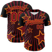 Load image into Gallery viewer, Custom Black Maroon-Bay Orange 3D Pattern Design Patriotic American Symbol Star Authentic Baseball Jersey