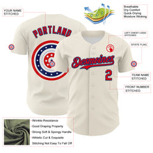 Загрузить изображение в средство просмотра галереи, Custom Cream Fire Red-US Navy Blue 3D Patriotic American Flag Authentic Baseball Jersey
