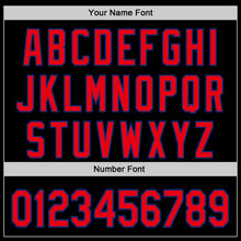 Load image into Gallery viewer, Custom Black Fire Red-Royal 3D Patriotic American Flag And Muscle Car Authentic Baseball Jersey