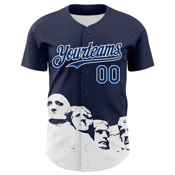 Custom Navy US Navy Blue-White 3D Pattern Design Patriotic American Spirit President's Day Authentic Baseball Jersey