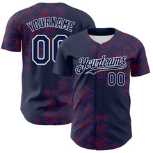 Load image into Gallery viewer, Custom Navy White 3D Pattern Design Patriotic American Spirit Firework Authentic Baseball Jersey