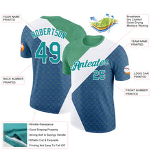 Load image into Gallery viewer, Custom Green Teal Blue-White 3D Pickleball Paddles Balls Performance T-Shirt