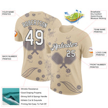 Загрузить изображение в средство просмотра галереи, Custom City Cream White-Black 3D Pickleball Paddles Balls Floral Performance T-Shirt