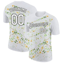 Charger l'image dans la galerie, Custom White Black 3D Pickleball Paddles Balls Floral Performance T-Shirt
