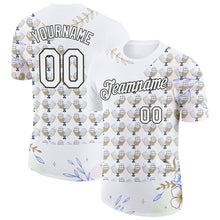 Laden Sie das Bild in den Galerie-Viewer, Custom White Black 3D Pickleball Paddles Balls Floral Performance T-Shirt