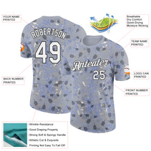 Laden Sie das Bild in den Galerie-Viewer, Custom Gray White-Black 3D Pickleball Paddles Balls Floral Performance T-Shirt