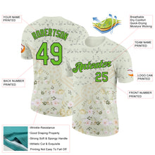 Charger l'image dans la galerie, Custom Cream Aurora Green-Black 3D Pickleball Paddles Balls Floral Performance T-Shirt