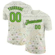 Charger l'image dans la galerie, Custom Cream Aurora Green-Black 3D Pickleball Paddles Balls Floral Performance T-Shirt