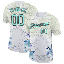 Charger l'image dans la galerie, Custom White Ice Blue-Black 3D Pickleball Paddles Balls Floral Performance T-Shirt