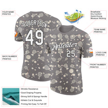Load image into Gallery viewer, Custom Gray White-Black 3D Pickleball Paddles Balls Floral Performance T-Shirt