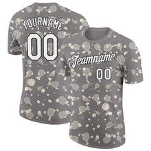 Load image into Gallery viewer, Custom Gray White-Black 3D Pickleball Paddles Balls Floral Performance T-Shirt