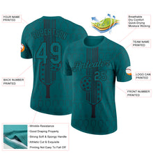 Загрузить изображение в средство просмотра галереи, Custom Teal Black 3D Pickleball Paddles Balls Performance T-Shirt