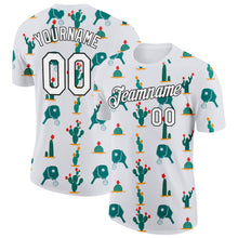 Charger l'image dans la galerie, Custom White Black 3D Pickleball Paddles Balls Cactus Performance T-Shirt