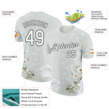 Load image into Gallery viewer, Custom Gray White-Black 3D Pickleball Paddles Balls Floral Performance T-Shirt