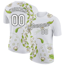 Charger l'image dans la galerie, Custom White Black 3D Pickleball Paddles Balls Floral Performance T-Shirt