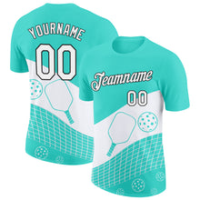 Загрузить изображение в средство просмотра галереи, Custom Green White-Black 3D Pickleball Paddles Balls Performance T-Shirt