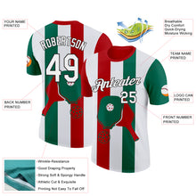 Laden Sie das Bild in den Galerie-Viewer, Custom Red White Green-Black 3D Pickleball Paddles Balls Performance T-Shirt