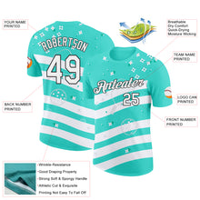 Загрузить изображение в средство просмотра галереи, Custom Green White-Black 3D Pickleball Paddles Balls Floral Performance T-Shirt