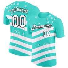 Загрузить изображение в средство просмотра галереи, Custom Green White-Black 3D Pickleball Paddles Balls Floral Performance T-Shirt