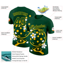 Laden Sie das Bild in den Galerie-Viewer, Custom Green Yellow 3D Pickleball Paddles Balls Floral Performance T-Shirt