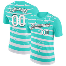 Загрузить изображение в средство просмотра галереи, Custom Green White-Black 3D Pickleball Paddles Balls Floral Performance T-Shirt